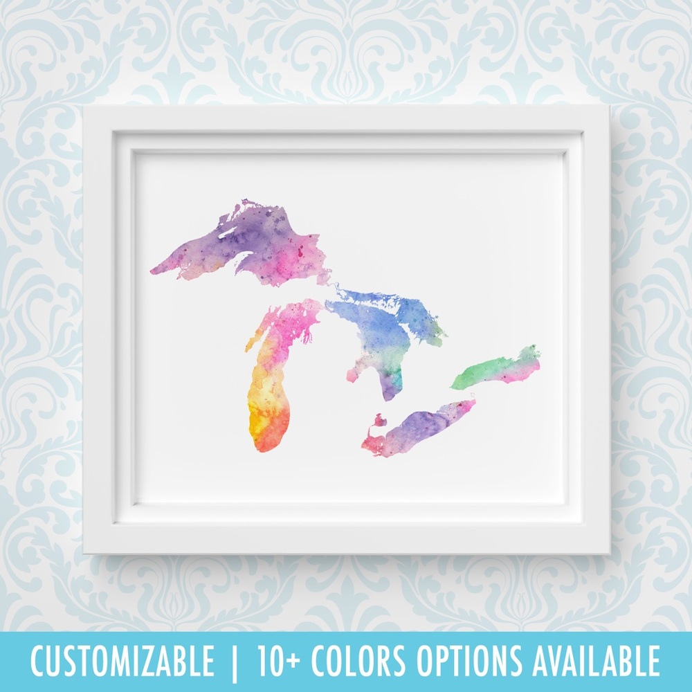 Great Lakes Watercolor Art Print